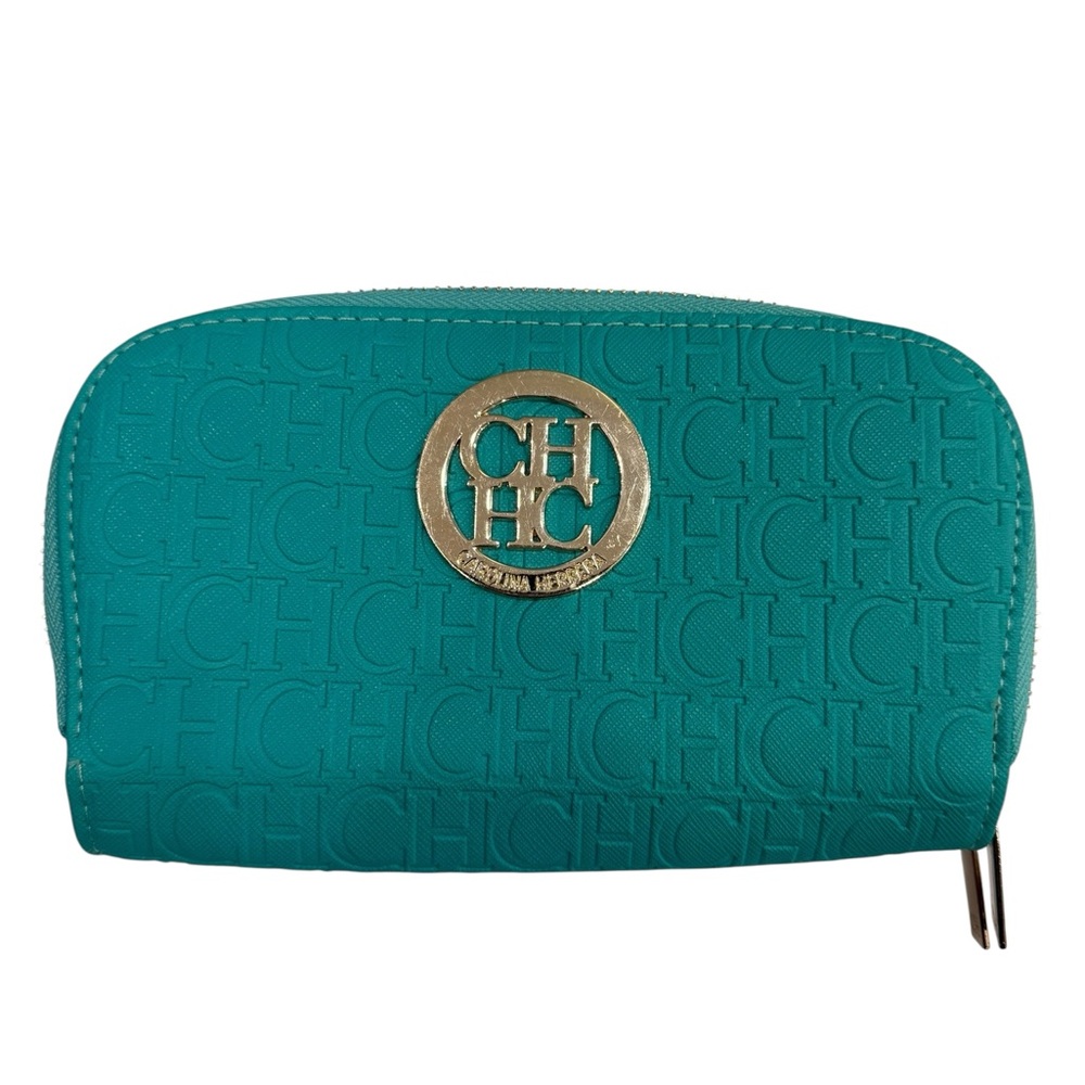 Carolina Herrera Turquoise Embossed Wallet